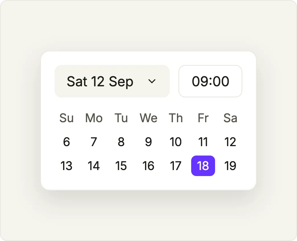 Date and time picker for a scheduled task