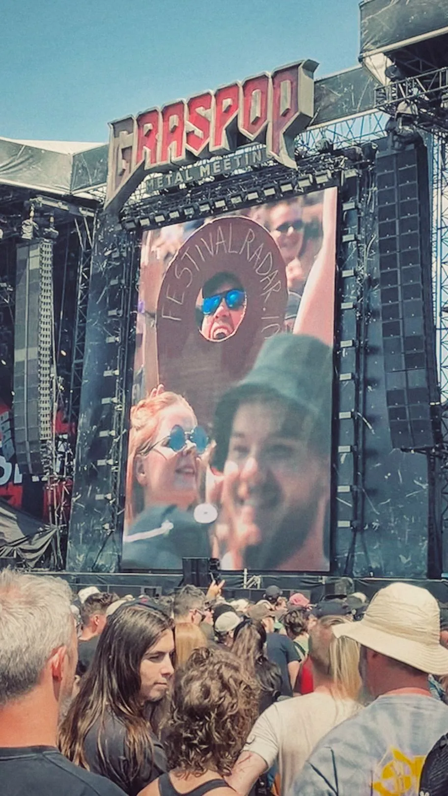 Festival Radar sign on the Graspop main stage screen