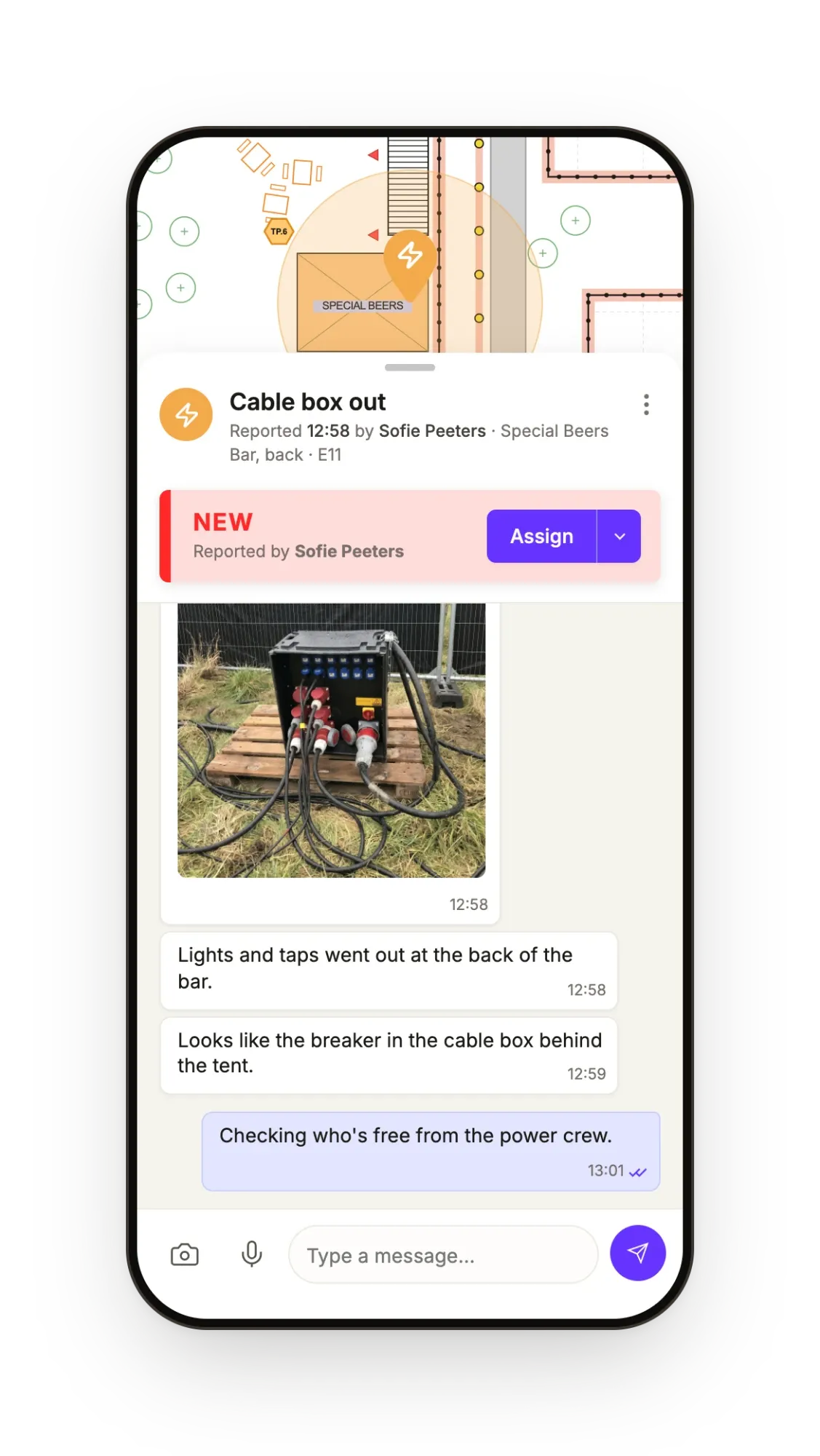 The report with its photo and chat
