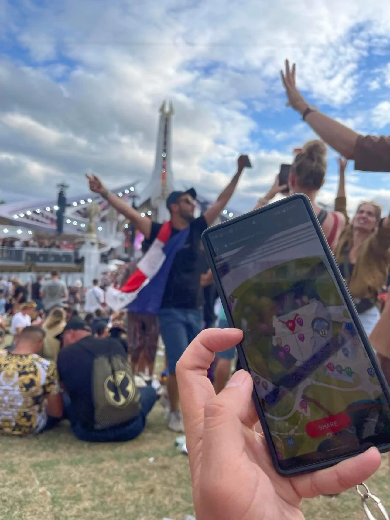 Festival Radar map open on a phone at Tomorrowland